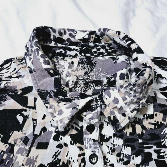 Gloria Vanderbilt Womens Blouse Multicolor Size XL Stretch Short Sleeve Pullover - Picture 6 of 12